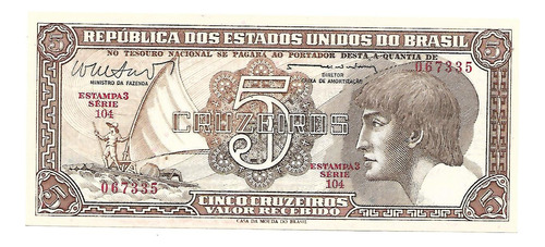 * C112 - 5 Cruz. 1962 - Cedula Do Índio Série 104 Fe *