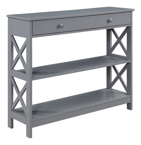 Mesa Auxiliar Con 1 Cajón Color Gris Colección Oxford