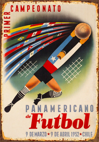 1 Cartel Metalico Retro Campeonato Panamericano Chile40x28  