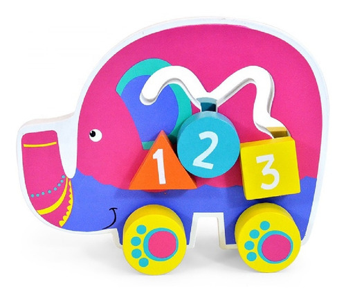 Imagen 3 de 3 de Arrastre Didactico Madera Laberinto C Camino Elefante Acool