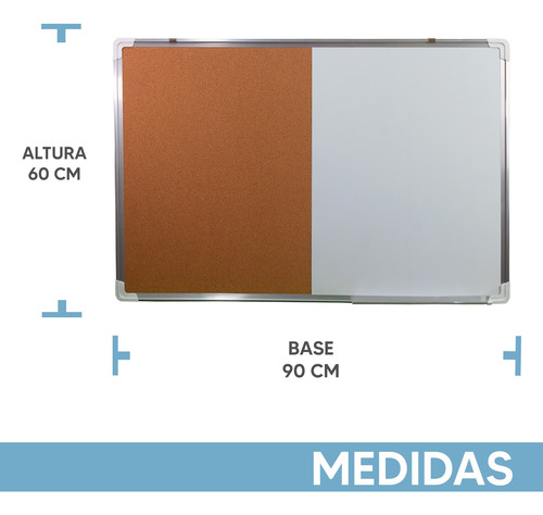 Pizarron Doble Blanco Y Corcho 60x90cm Oficina