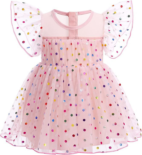 Toddler Baby Girls Confetti Birthday Dress Shiny Tulle Princ