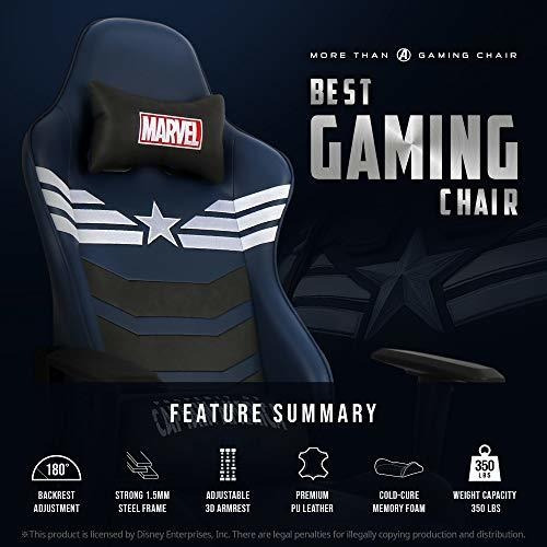 Imagen 3 de 7 de Silla Gamer Capitan America C/apoya Pies Y Masajeador Usb