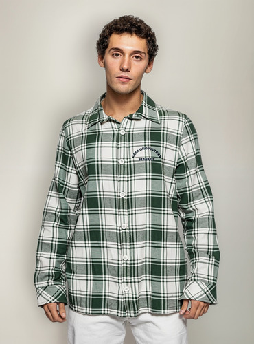 Camisa Cuadros Oversize Con Estampa