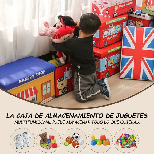Taburete Plegable Tipo Cubo Con Gran Almacenamiento Y Caja Amarillo Bus