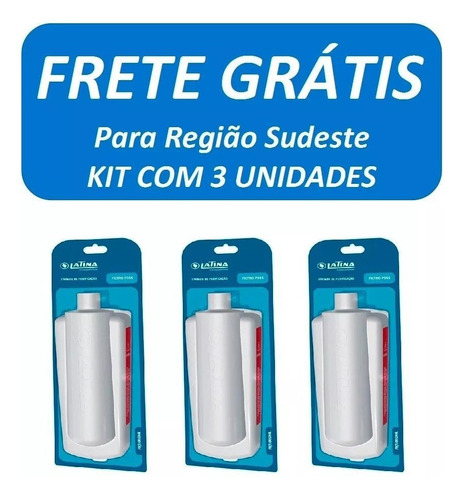 Refil Filtro Purificador De Água Latina Original - Kit Com 3