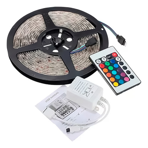 Set 2 Cintas Led Rgb 5 Metros 5050 Ip64 Control Remoto Tira