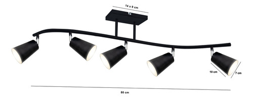 Lampara Aplique Barral Techo Moderno 5 Luces Spot Movil E27 Estructura Negro