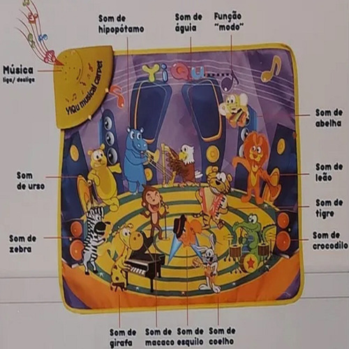Imagem 3 de 3 de Tapete Musical Som Com Luz Bebe Bichinhos Animais Colorido