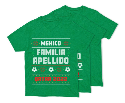 Kit 3 Playeras Personalizada - Familiar- México - Qatar 2022