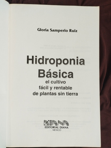 Libro Hidroponía Básica Gloria Samperio Ruiz (Usado)