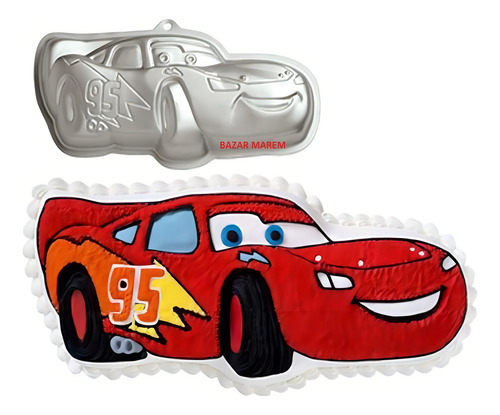 Molde De Aluminio Cars Rayo Mcqueen Horno Torta Reposteria99 Color Gris