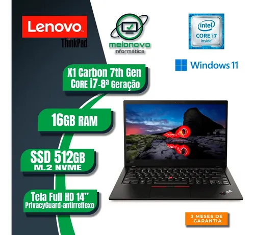 Notebook Lenovo Thinkpad X1 Carbon Gen7 I7 8ª Ger 16gb 512gb