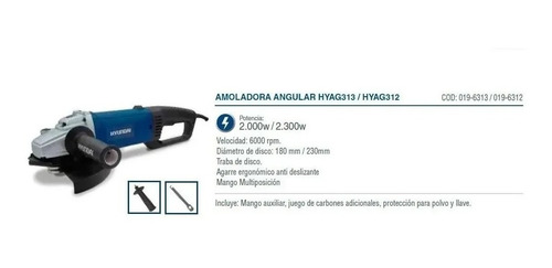 Amoladora Angular 180mm 2300w Hyundai