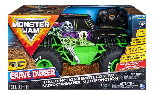 Monster Jam Grave Digger Vehiculo Radio Control Escala 1:24
