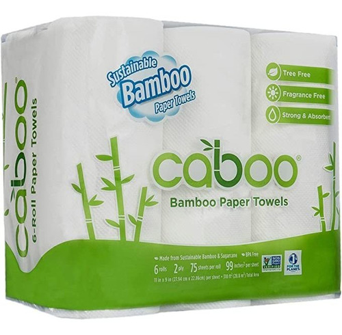 Caboo Toallas De Papel De Bambú Pecado Arbol, 6 Rollos, Resp