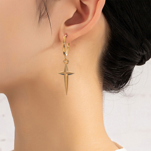 Pendientes De Aro Con Diseño De Estrellas, Pendientes Colgan