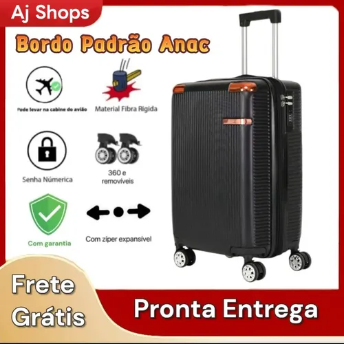 Mala De Viagem Bordo 55 Cm X 35cm X 25cm 10kg Abs Rodinhas Duplas 360 Remoíveis Leva Na Cabine Do Avisão Resistente Para Viagem 2080 Preto Aj Shops