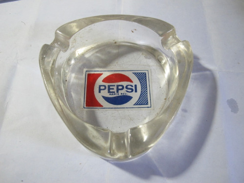 Antiguo Cenicero Triangular  Vidrio Pepsi  9 Cm.  70´s