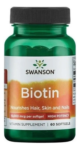 Biotina Alta Potencia 10.000 Mcg Per 60 Caps  De Swanson