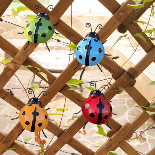 4x Garden Ladybug Ornamentos De Pared Decoración De La