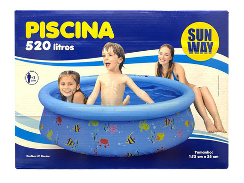 Piscina Infantil Inflavel Redonda 520 Litros 152 X 38cm Cor Azul