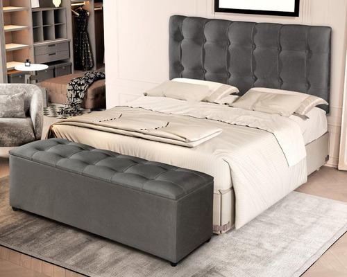 Recamier Baú Sapateira Luxo Divã 1,50m Milão Quarto Banco Retro Sala Moderno Cinza N&e