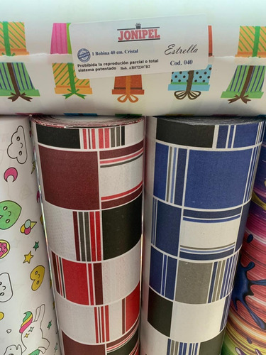 Pack X4 Bobina Rollo Papel Fantasia 40 Cm X 150 Mts