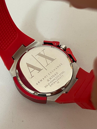 Relógio Armani Exchange Ax1040 Masculino Usado Vermelho Prateado Preto (Usado)