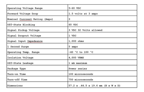 Opto Dc Control Rele Estado Solido Vdc Amps Vrms