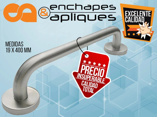Imagen 2 de 4 de Manija Baño-puerta Barra De Seguridad Acero Inox 19x400 Mm