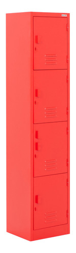 Locker 4 Puertas Guardex Casillero Metalico Escuela Oficina Color Rojo