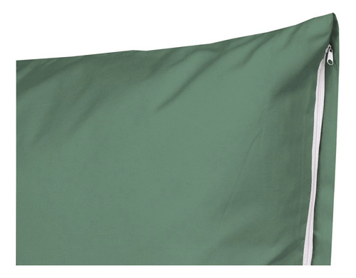 Kit 2 Fronhas Percal Flex 90 X 50 C/zíper 400 Fios Simples Cor Verde Esmeralda Liso