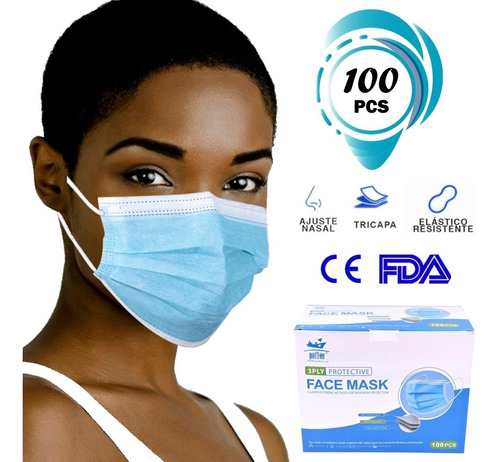 100 Piezas Cubrebocas Tricapa Termosellado Mascarilla Adulto