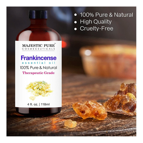 Majestic Pure Aceite Esencial De Incienso De Grado Terapéutico, Aceite Puro Y Natural De Alta Calidad, 4 Onzas Líquidas