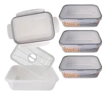 Comprar Contenedor Alimentos Rectangular Plastico Hermetico Pack X4