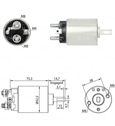 Solenoide Zm 780 - Chevette 1.8 Isuzu, Thermo King 12v