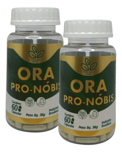 Kit 2 Suplemento Ora Pro Nóbis Sem Glúten Organic Product Sabor Sem Sabor 60capsulas