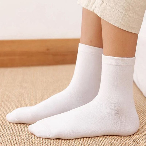 Calcetines De Algodón Blancos Lisos A Media Pantorrilla Para