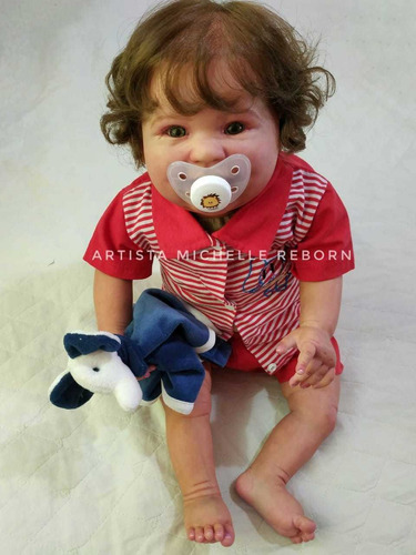Bebê Reborn Menino 59cm Corpo Em Tecido Enxoval Completo