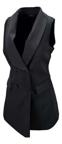 Blazer Chaleco Largo Mujer Casual Formal Abierto Chaqueta