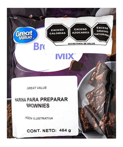 Harina Para Preparar Brownies Great Value Mix 454 G