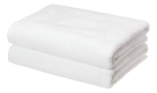 Juego De 2 Toallas De Baño 140x70cm Algodon Grande Blanco Az