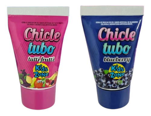 Chicle Tubo Kids - Goma De Mascar Em Gel Kit Com 2 Unidades