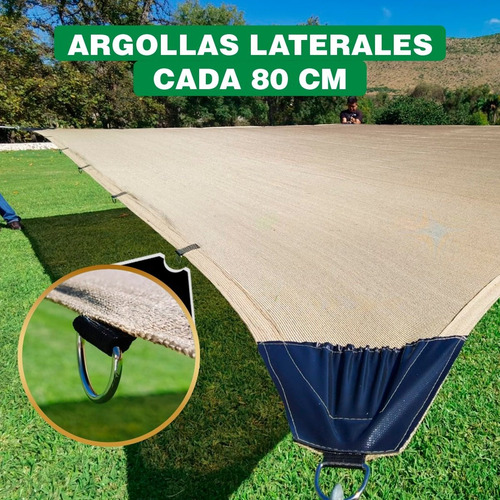 Imagen 3 de 10 de Malla Sombra 90% Raschel Beige De 6mx4m Reforzada