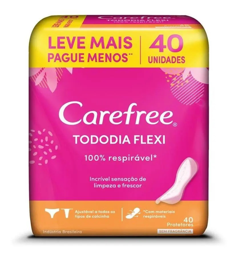 Protetor Diário Carefree Todo Dia Flexi Sem Perfume 40 Unidades