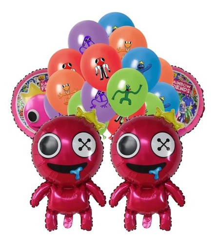 16 Globos Rainbow Friends Fiesta Cumpleaños Pink