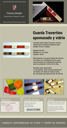 Imagen 2 de 7 de Guarda Travertino, Venecitas Vidrio, Gv301 - Forma Y Diseño