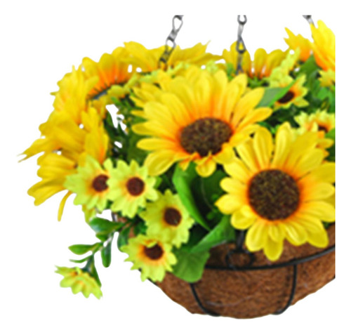 Cesta Colgante Artificial Flores Girasoles De Seda