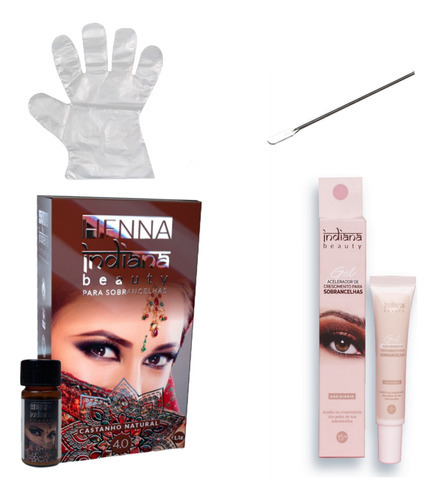 Gel Sobrancelhas Acelera O Crescimento E Henna Profissional Cor Castanho natural